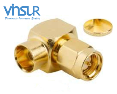 1151203E -- RF CONNECTOR - 50OHMS, SMA MALE, RIGHT ANGLE, SOLDER TYPE, RG401 CABLE